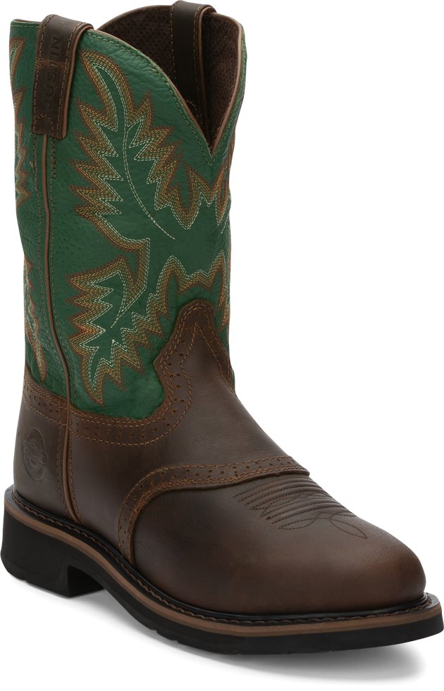 Justin Original Work Boots Superintendent Green in Medium Brown 